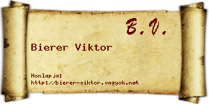 Bierer Viktor névjegykártya